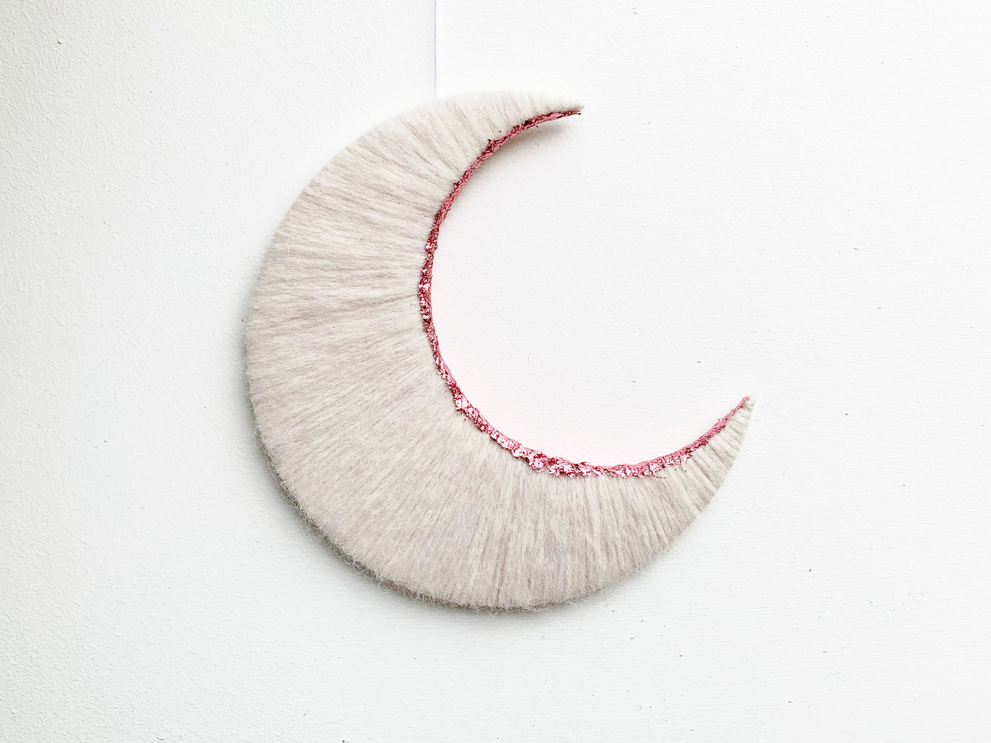 White & Pink Crescent Moon Wall Hanging