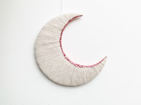 White & Pink Crescent Moon Wall Hanging
