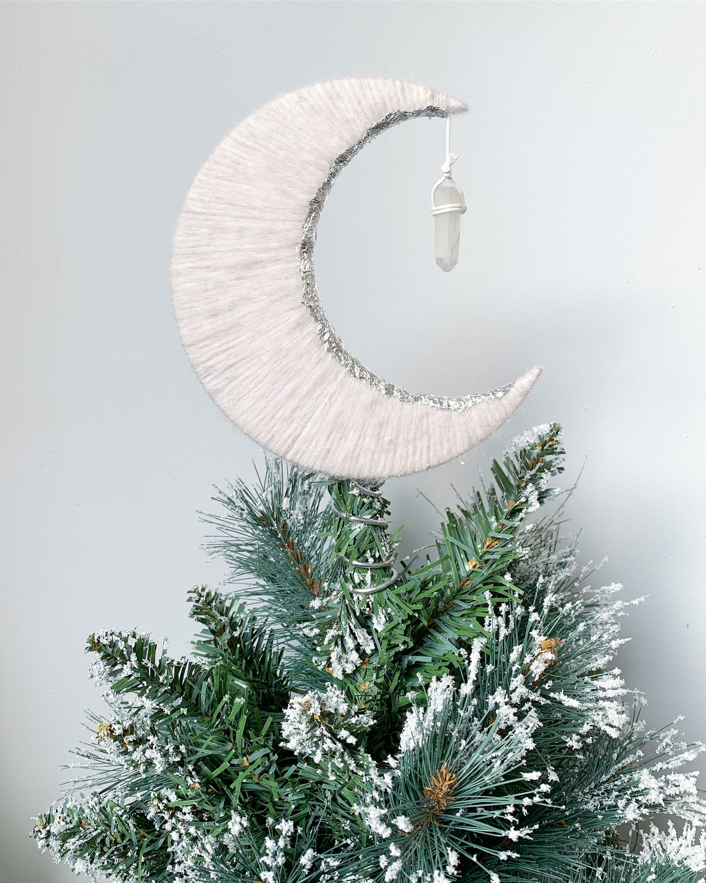 Crescent Moon Tree Topper with Silver