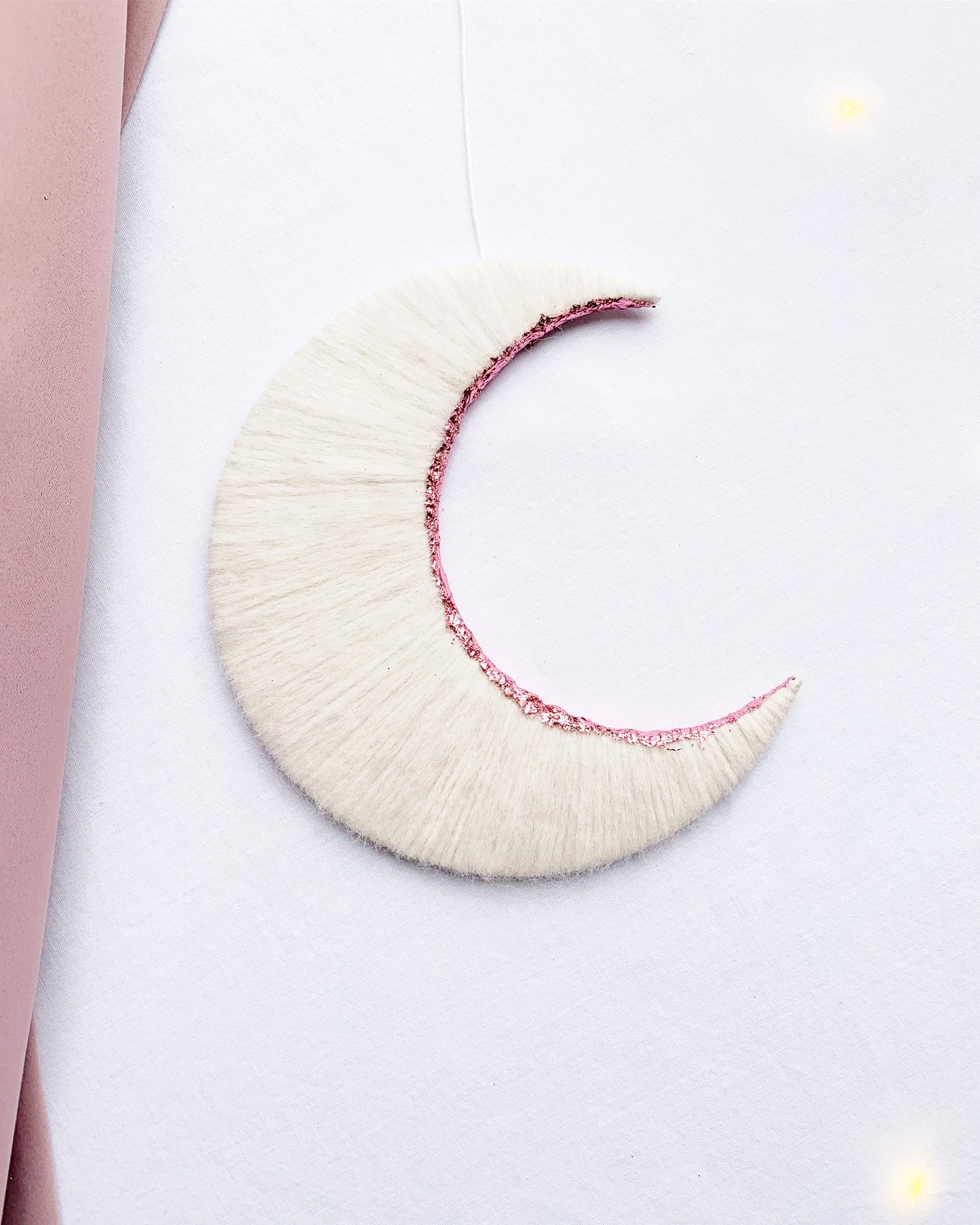 White & Pink Crescent Moon Wall Hanging