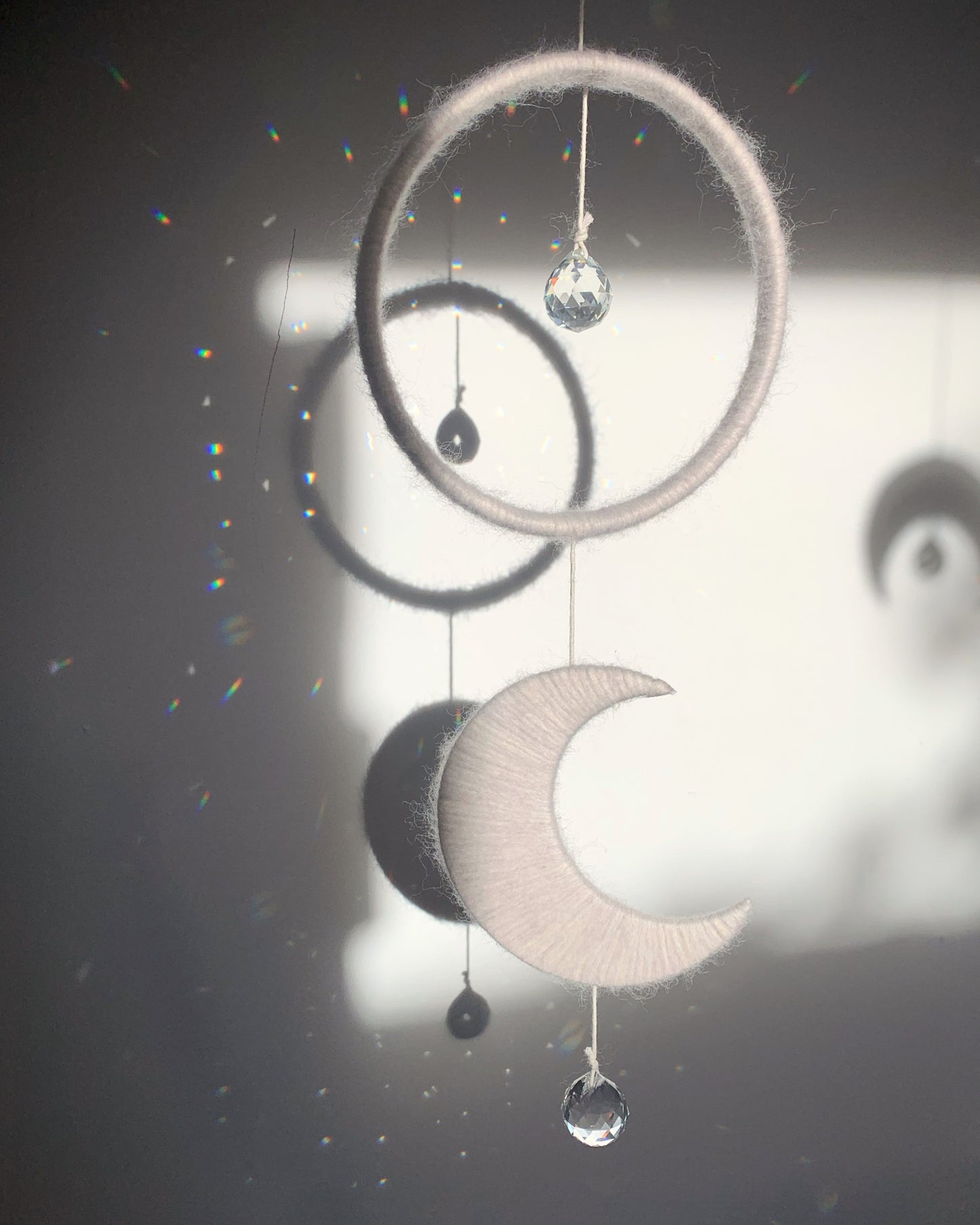 White Hanging SunCatcher with Moon