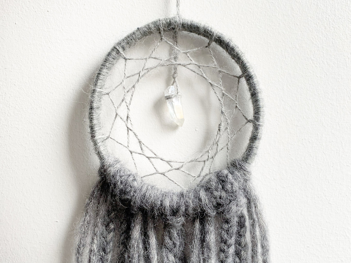 Small Grey DreamCatcher with Crystal