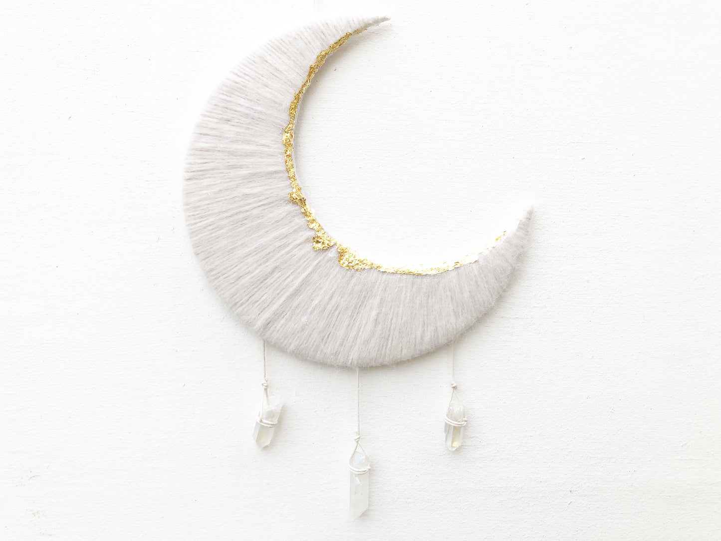 Woven Crescent Moon With Crystals