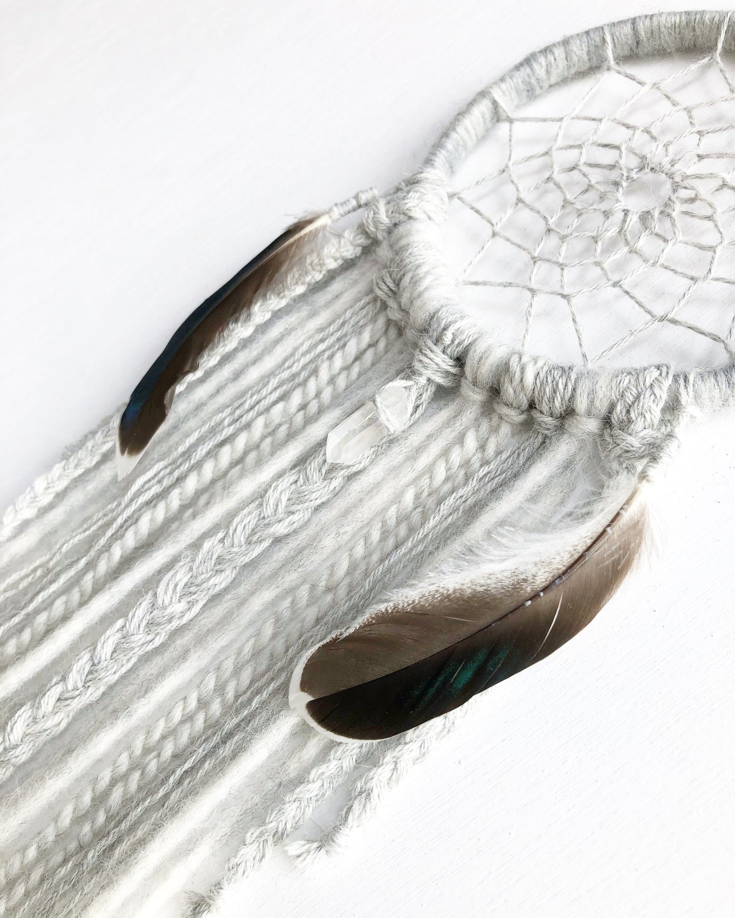 Light Grey DreamCatcher with Feathers