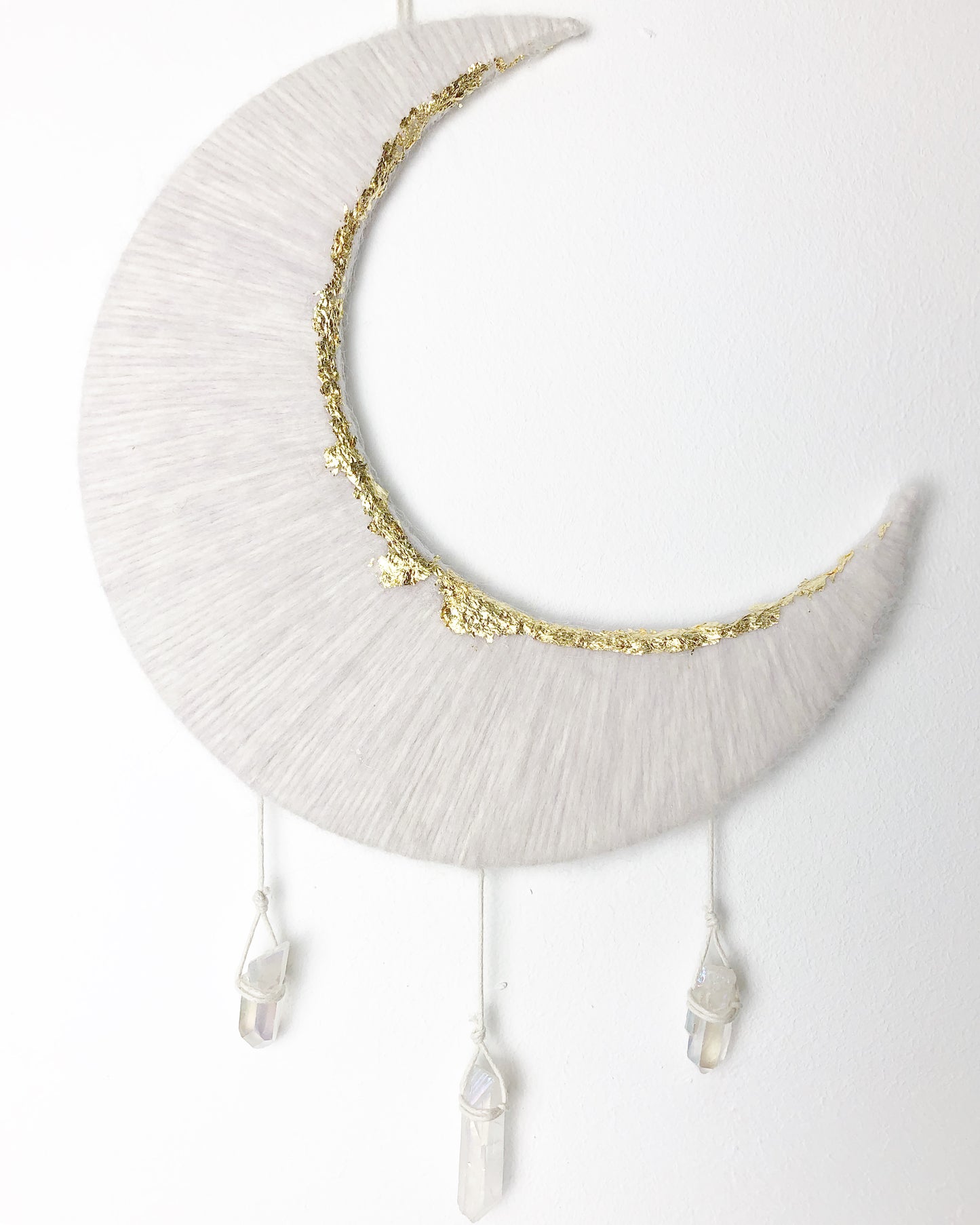 Woven Crescent Moon With Crystals
