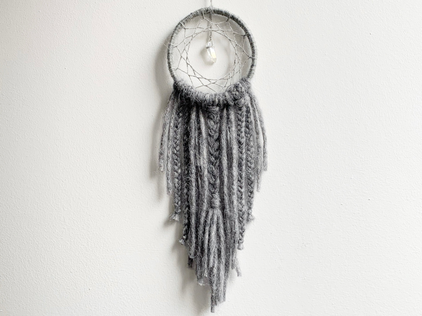 Small Grey DreamCatcher with Crystal
