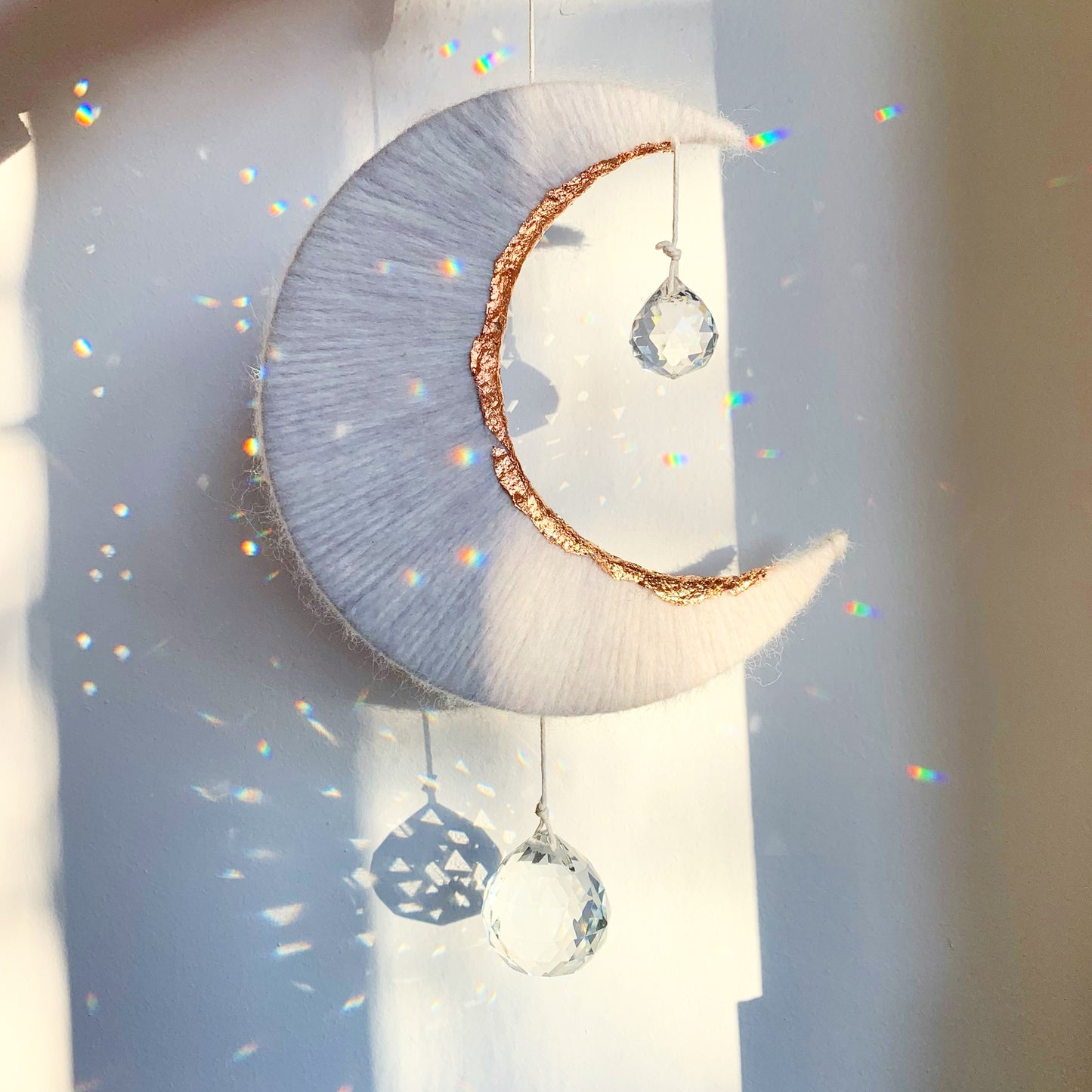 White & Copper SunCatcher Moon
