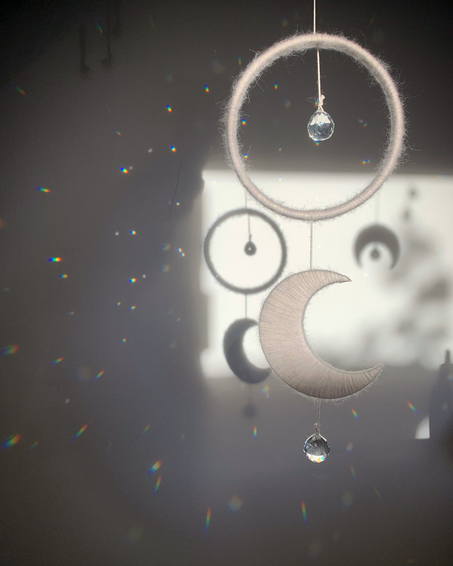 White Hanging SunCatcher with Moon