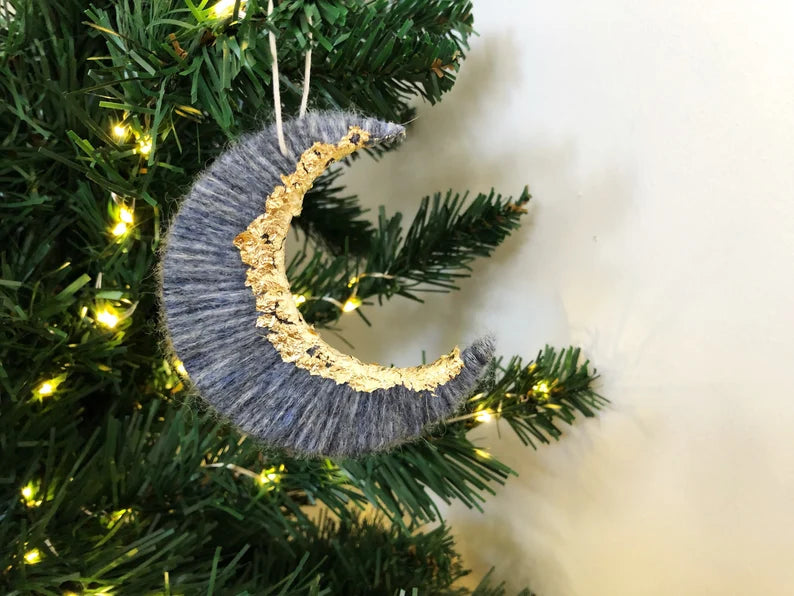 Gold Leaf Moon Christmas Tree Decoration