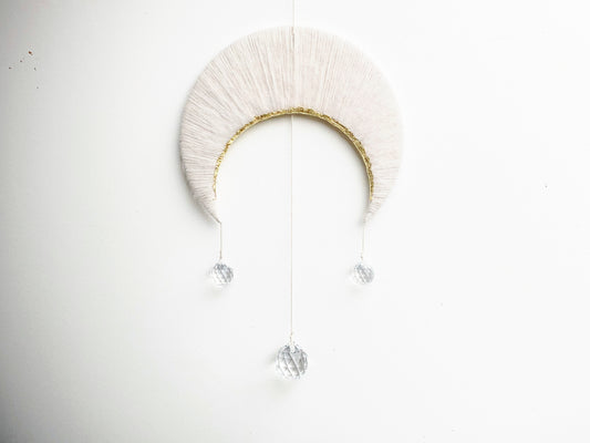 Modern Boho Crescent Moon SunCatcher Decor White & Gold