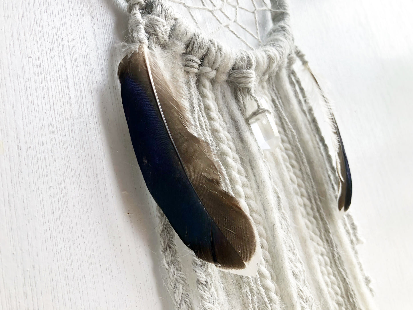 Light Grey DreamCatcher with Feathers