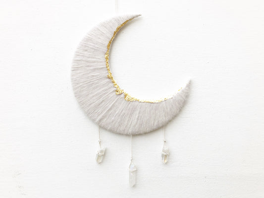 Woven Crescent Moon With Crystals