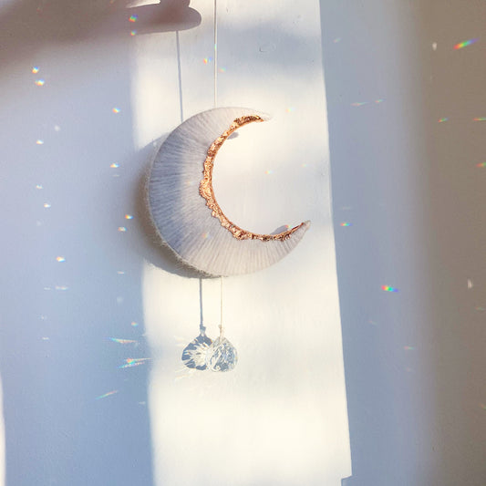 White and Copper SunCatcher, Moon Decoration