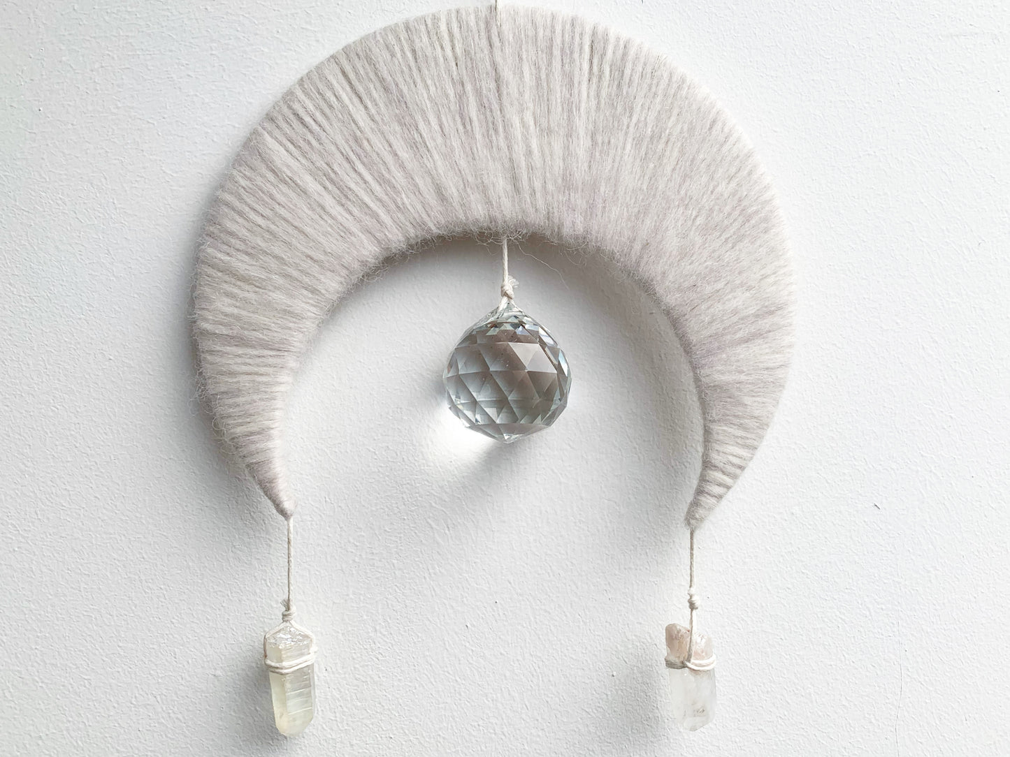 White Moon SunCatcher with Aura Quartz Crystals