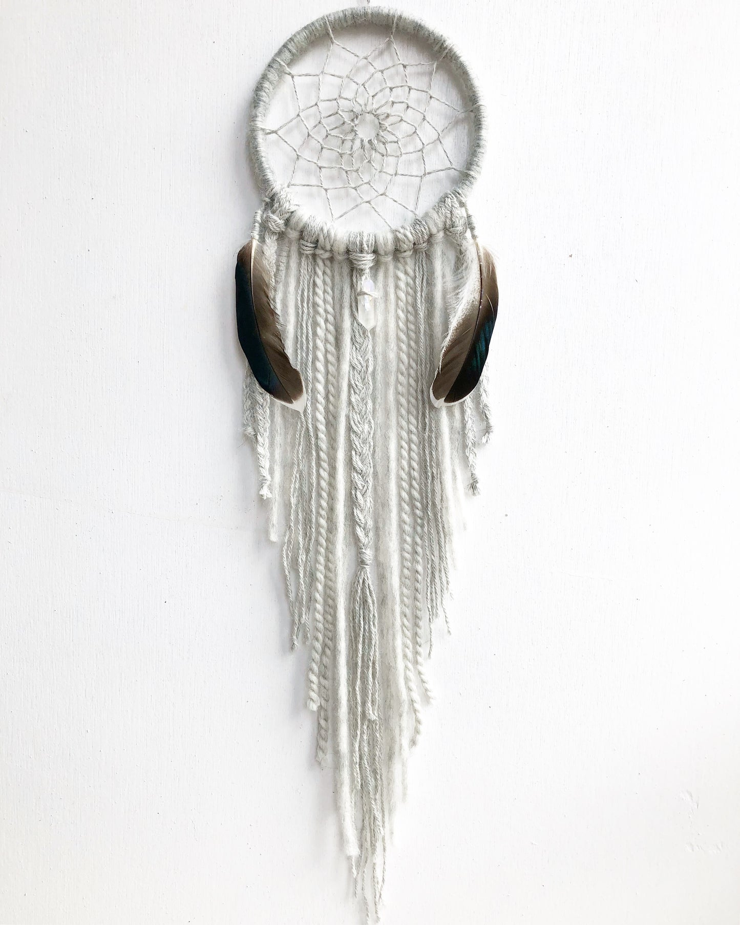 Light Grey DreamCatcher with Feathers