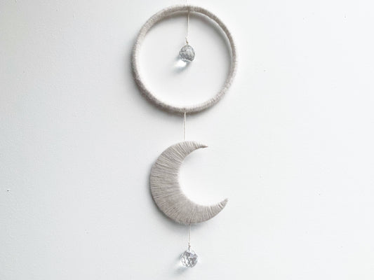 White Hanging SunCatcher with Moon