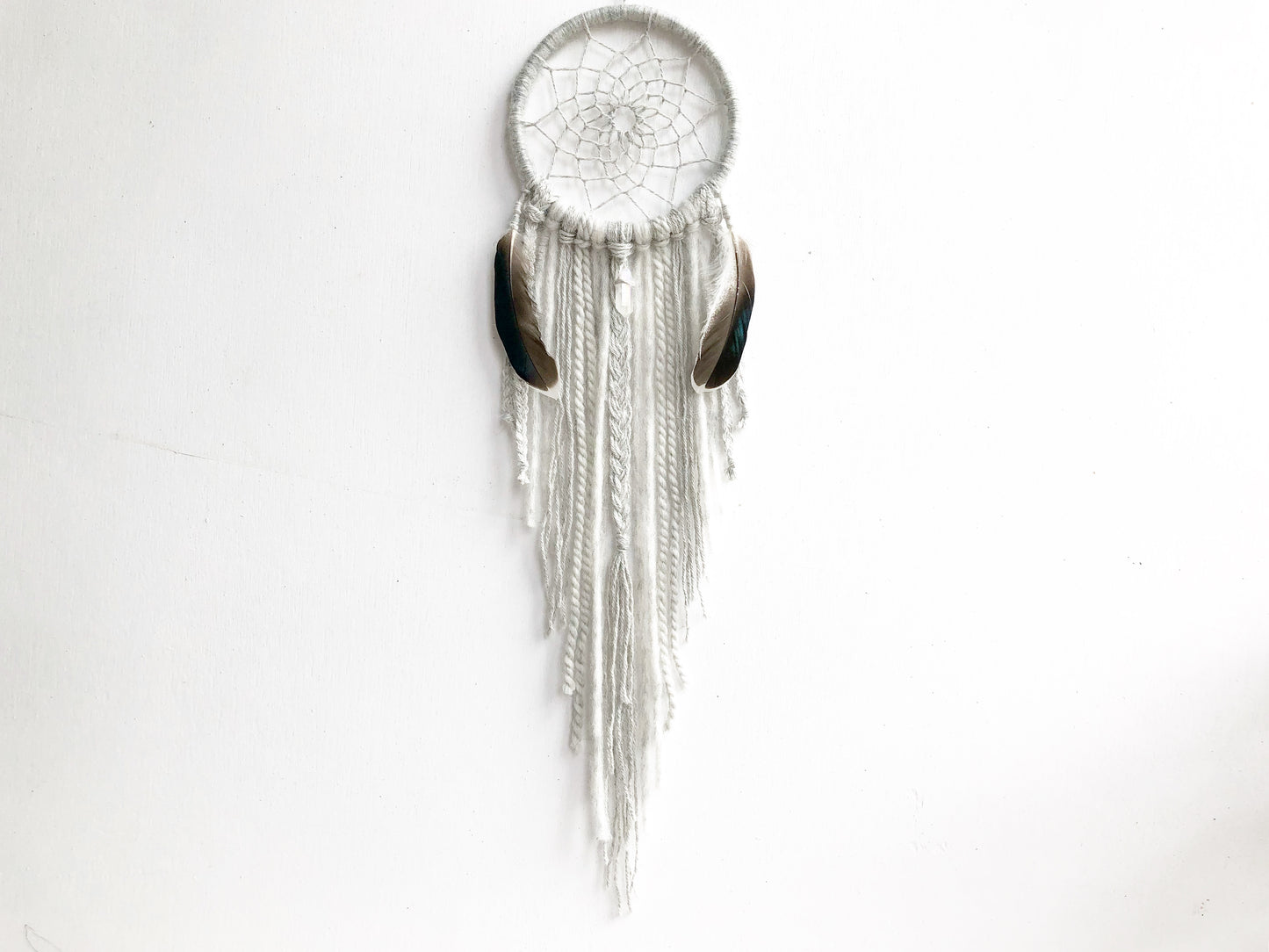 Light Grey DreamCatcher with Feathers