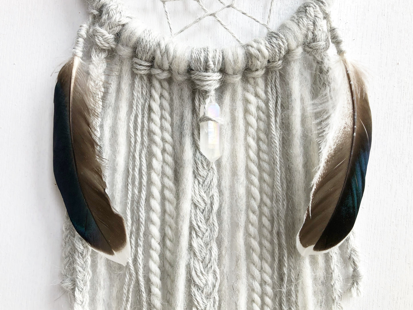 Light Grey DreamCatcher with Feathers