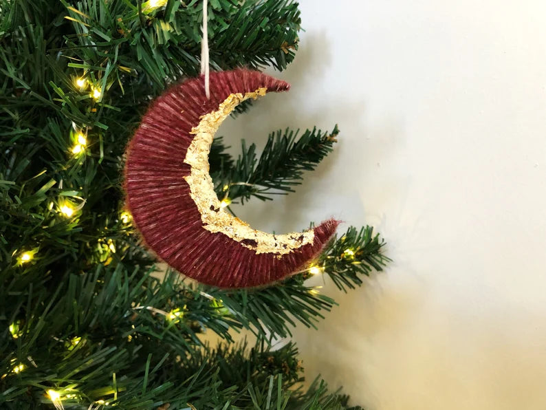 Gold Leaf Moon Christmas Tree Decoration