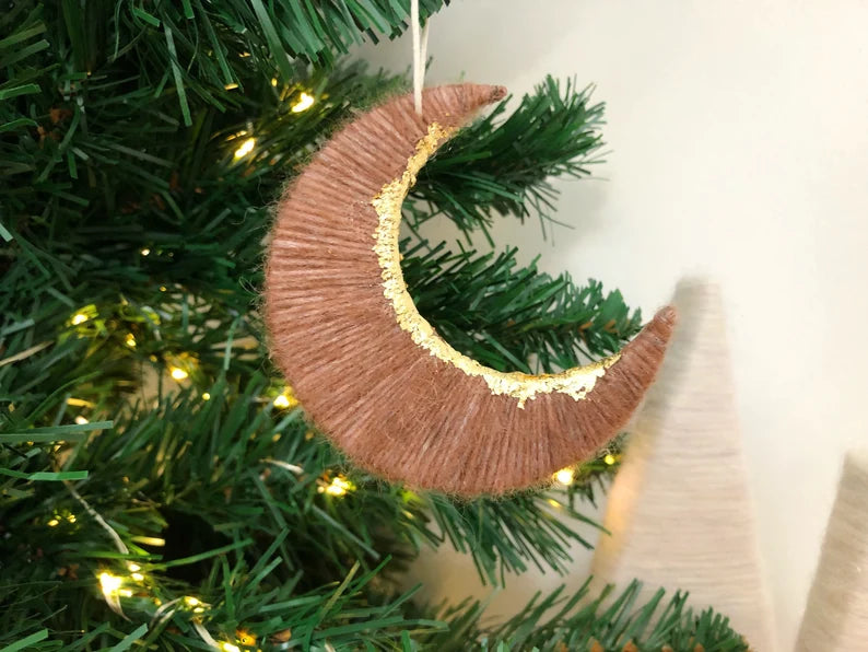 Gold Leaf Moon Christmas Tree Decoration