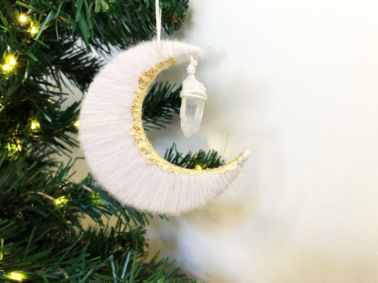 Gold Leaf Moon Christmas Tree Decoration with Crystal